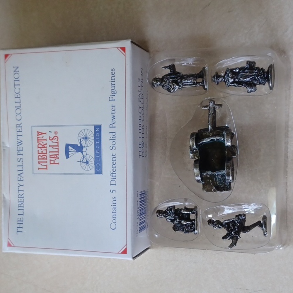 5 Piece Liberty Falls Pewter Collection Miniature Solid Pewter Figurines AH110